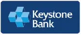 Keystone Bank logo: blue hexagonal emblem beside white text on a dark blue rectangular background.