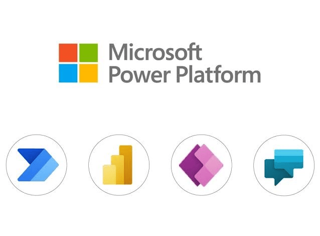 microsoft power platform - INFINION Technologies Microsoft Power Platform logo with four circular icons: Power Automate, Power BI, Power Apps, and Power Virtual Agents.